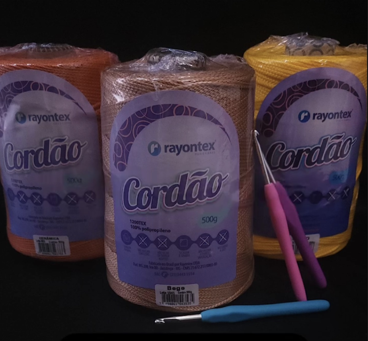 Cordões Rayontex de polipropileno em várias cores