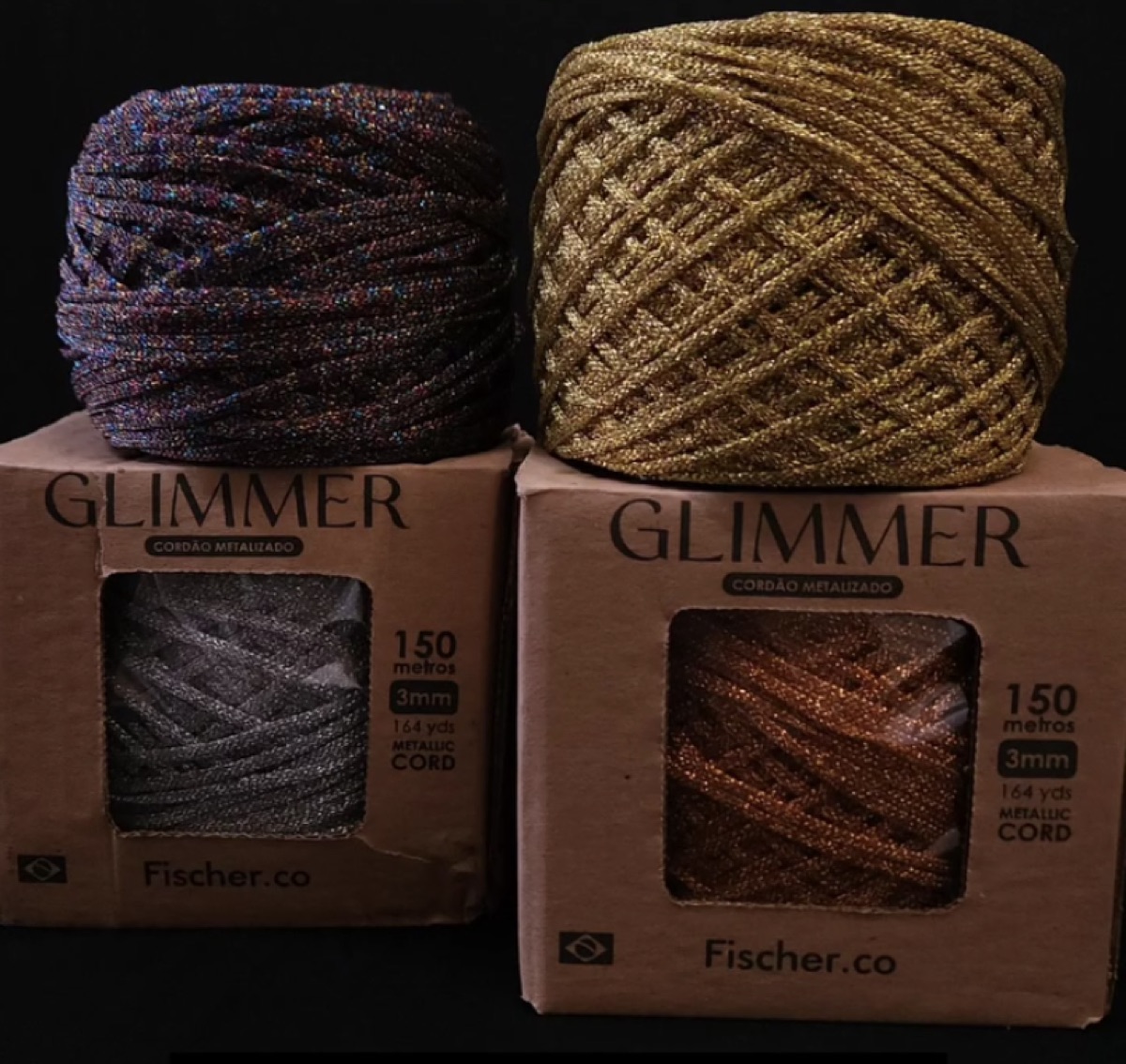 Cordões metalizados Glimmer dourado e colorido